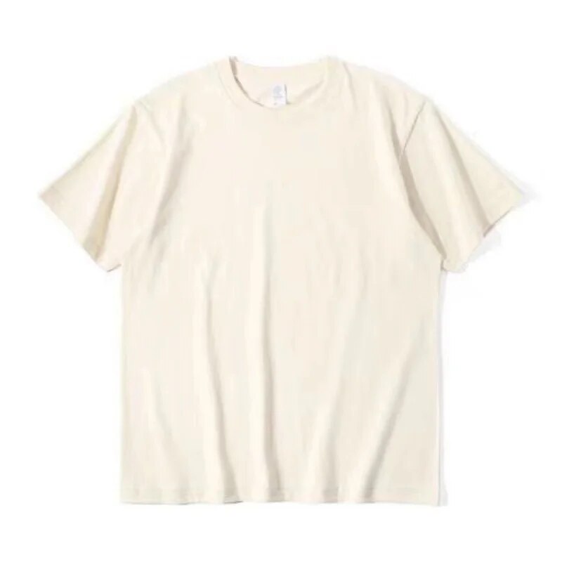 Men Casual Short Sleeve Breathable Loose Oversized T-Shirts Beige